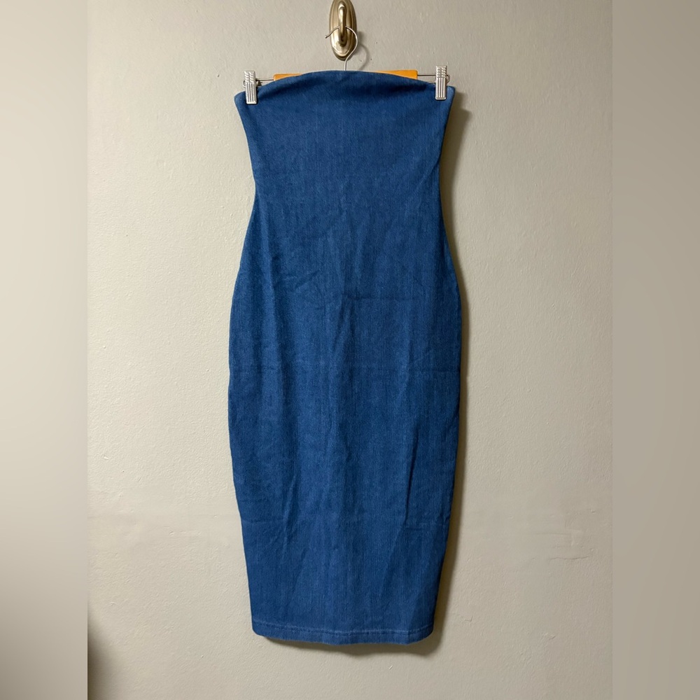 NWT Susana Monaco Stretch Denim Tube Dress in Light Denim. Size X-Small - Picture 4 of 8